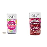 OLLY Happy Hoo-Ha Capsules & Ultra Women's Multi Softgels, Overall Health and Immune Support, Omega-3s, Iron, Vitamins A, D, C, E, B12, Daily Multivitamin, 30 Day Supply - 60 Count