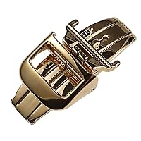 16 18mm Polished Silver Gold Rose-Gold Solid Stainless Steel Folding Clasp for Jaeger-LeCoultre Deployment Buckle (Color : Gold, Size : 16mm)