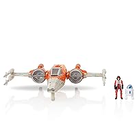 Star Wars Micro Galaxy Squadron T-70 X-wing Starfighter - 5-Inch Vehicle with Fold Out Wings, Droid Socket, and Two 1-Inch Micro Figure Accessories