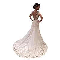 Elegant Lace Sequins Bridal Ball Gowns with Train Plus Size Mermaid Wedding Dresses for Bride Long
