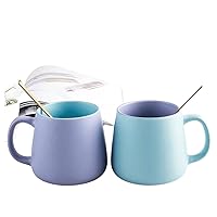 HASMI Coffee Cup A Fresh Pastoral Style Mug Suitable for Couples, A Novel Coffee Cup Living Room Milk Cup, Suitable for Coffee/milk/milk Tea/530ml (2 Piece Set) Tea Cup (Color : Purple with blue)