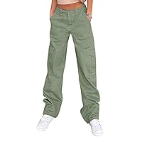 Cargo Pants for Women High Waisted Casual Pants Baggy Stretchy Wide Leg Y2K Streetwear with 6 Pockets