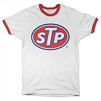 STP Officially Licensed Classic Logo Ringer Mens T-Shirt (White-Red)