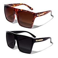 ShadyVEU Oversized Flat Top Trendy Square Trapezoid Shape Fashion Mens Womens Sunglasses