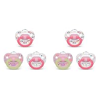 NUK Orthodontic Pacifier Value Pack, Girl, 6-18 Months,3 Count (Pack of 2)