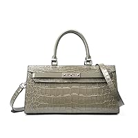 Alligator Pattern Cowhide Women's Handbag Large Genuine Leather Top Handle Bag