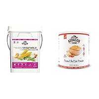 Augason Farms Freeze Dried Vegetable Variety Pack 4 gallon Kit & Peanut Butter Powder 2 lbs No. 10 Can