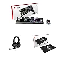 MSI VIGOR GK30 COMBO RGB MEMchanical Gaming Keyboard + Clutch GM11 Gaming Mouse with MSI IMMERSE GH30V2 Gaming Headset and MSI AGILITY GD20 Pro Gaming Mousepad (320mm x 220mm, Pro Gamer ultra-smooth)
