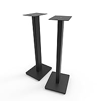 Kanto ST28 28” Universal Floor Speaker Stands for Bookshelf Speakers up to 30 lbs | Improved Sound | Hidden Cable Management | Timeless Design | Pair | Black Steel w/Black MDF Base