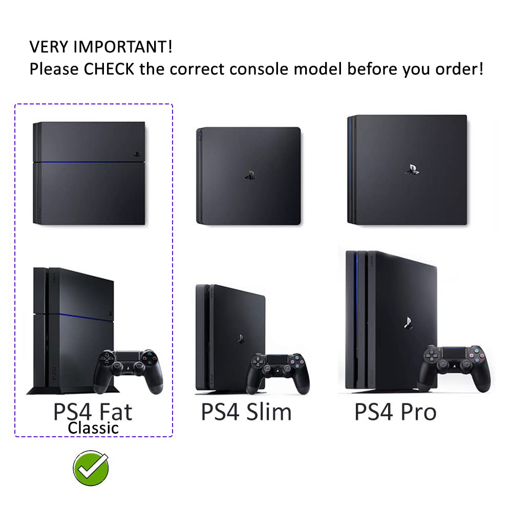 ViMount Wall Mount Metal Holder Compatible with Playstation 4 PS4 Classic/Fat (First Version) in Black Color