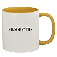 Powered By Milk - 11oz Ceramic Colored Inside & Handle Coffee Mug, Golden Yellow