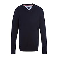 Tommy Hilfiger Long Sleeve Boys V-Neck Sweater, Kids School Uniform Clothes, Pullover