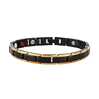 Therasage Bio Band Energy Bracelets in Metal Black with Gold Stripe (Thin)