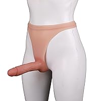 YRZGSAWJ Dildo Strapon Panties Realistic Penis 3D Balls Harness Wearable Panty Vibrator Couples Sex Toys for Wonmen Lesbian (Skin Color 17cm)