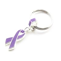 Purple Ribbon Dangle Charm Key Chain