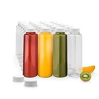 Restaurantware 16 Ounce Juice Bottles 100 Disposable Clear Bottles With Caps - White Plastic Caps Included Round Clear Plastic Bottles For Juicing Perfect For Juice Shops Cafes And More
