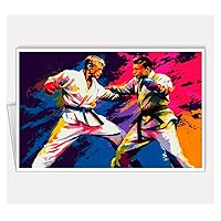 Arsharenkay All Occasion Assortment Sports Pop Art Greeting Cards (Set of 8 Cards/Size 105 x 145 mm / 4 x 5.5 inches) No17 (Full contact karate Sport 5)