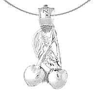 Silver Cherries Necklace | Rhodium-plated 925 Silver Cherries Pendant with 18