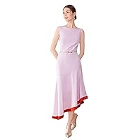 Dresses for Women 2024 Asymmetrical Contrast Hem A Line Long Dress Without Belt