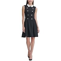 Tommy Hilfiger Women's Collar Fit and Flare Dress, Black, 8