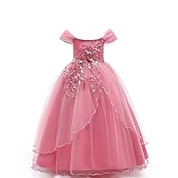 5-14 Years Girl Sleeveless Embroidery Princess Pageant Dresses Kids Prom Ball Gown