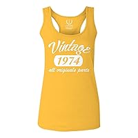 0267. Cool Funny 50th Birthday Gift Vintage Since 1974 Years Old Women's Tank Top Racerback