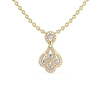 Certified Traditional Pendant in 18K White/Yellow/Rose Gold with 0.51 Ct Round Natural Diamond & 18k Gold Chain Necklace for Women | Elegant Pendant Necklace for Grandmother, Mom (IJ, I1-I2)