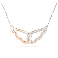 0.12 CT Round Cut Created Diamond Interlocked Wings Pendant Necklace 14K Rose Gold Over