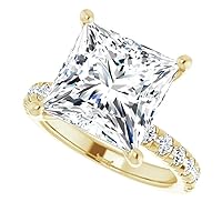 14K Solid Yellow Gold Handmade Engagement Ring 5 CT Princess Cut Moissanite Diamond Solitaire Wedding/Bridal Ring For Woman/Her Perfect Ring