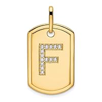 14k Gold Diamond Letter Name Personalized Monogram Initial F Animal Pet Dog Tag Charm Pendant Necklace Measures 17.76mm Wide 1.09mm Thick Jewelry for Women