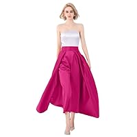 Women's Two Piece Jumpsuits Prom Dresses Satin Off Soulder Evening Gowns with Detachable Skirt Rose Red
