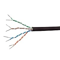 1000' 23AWG Cat6a 650MHz UTP Solid, Riser-Rated (CMR) Bulk Pure Bare Copper Ethernet Cable, Black - (118600)