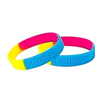 Pansexual Gay Pride Silicone Bracelets - Pink/Yellow/Blue Pride Flag Rubber Wristbands for LGBTQ Awareness, Pride Month, Promotional Events, Gift-Giving and Fundraising