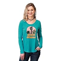 Roper Womens Turquoise Poly/Rayon Desert Dreamer L/S T-Shirt