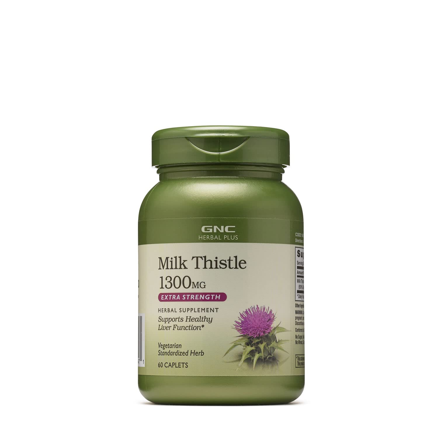 GNC Herbal Plus Milk Thistle 1300mg | Supports Liver Health | 60 Caplets