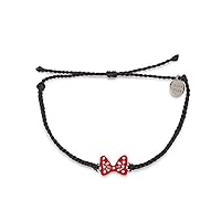 Disney Minnie Mouse Enamel Bow Bracelet - Adjustable Band, 100% Waterproof - Black