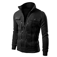 Black Jacket For Men Basic Zip Up Cropped Jackets For Men Fashion Casual Slim Fit Coats Fall 2023 Long Sleeve Jackets