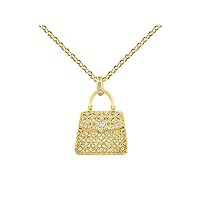 Rylos Great Conversation Starter Diamond Designer Purse Necklace in 14K Yellow Gold or 14K White Gold with 18