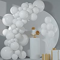 FEPITO White Balloons Garland Kit 84 Pcs Pastel White Balloon Different Sizes Pack 18 12 10 5 Inch White Party Balloons for Wedding Birthday Baby Shower Graduation White Party Decorations
