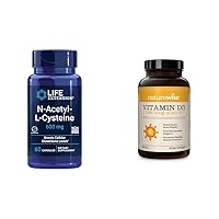 Life Extension N-Acetyl-L-Cysteine (NAC), Immune, Respiratory, Liver Health, NAC 600 mg & NatureWise Vitamin D3 5000iu (125 mcg) 1 Year Supply for Healthy Muscle Function, and Immune Support