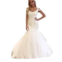Off Shoulder Bridal Ball Gowns with Ruffles Train Lace up Corset Mermaid Wedding Dresses for Bride 2023 Plus Size