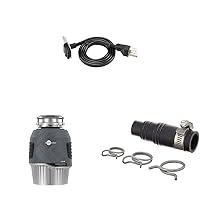 INSINKERATOR Garbage Disposal EZ Connect 3-Foot Power Cord & Evolution 1HP 1 HP, Advanced Series Continuous Feed Food Waste Garbage Disposal, Gray & DWC-00 Dishwasher Connector Kit
