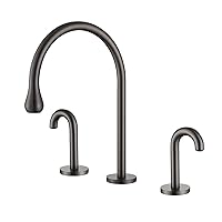 Faucets,3 Hole Bathroom Basin Tap 2 Handle Hot and Cold Water Brass Bathroom Sink Mixer Tap/Grey