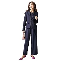 Nissen Pants Suit, Women's Suit, Dobby Material, Set of 3 Pants Suit (No-Color Jacket, Flared Sleeve Blouse, Wide Pants with Ribbon)