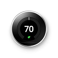 Nest Learning Thermostat - Programmable Smart Thermostat for Home - 3rd Generation Nest Thermostat - Compatible with Alexa - Polished Steel-Renewed