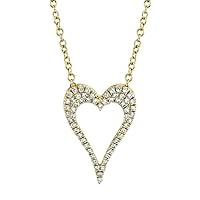 Jewelry Created Round Cut White Diamond 925 Sterling Silver 14K Gold Finish Diamond Open Heart Pendant Necklace for Women's & Girl's