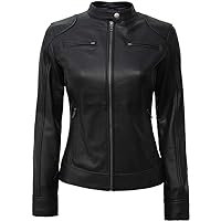 Womens Black Real Leather Moto Jacket - Lambskin Black Leather Jacket For Women