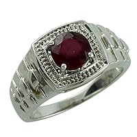 Stunning Ruby Gf Round Shape 7MM Natural Earth Mined Gemstone 14K White Gold Ring Wedding Jewelry for Women & Men