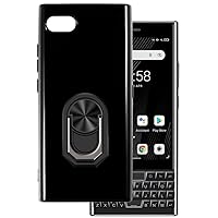 for Unihertz Titan Slim Ultra Thin Phone Case + Ring Holder Kickstand Bracket, Gel Pudding Soft Silicone Phone 4.20 inches (BlackRing-B)