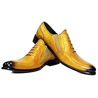 PeppeShoes Modello Giallo - Handmade Italian Mens Color Yellow Moccasins Loafers - Cowhide Smooth Leather - Slip-On